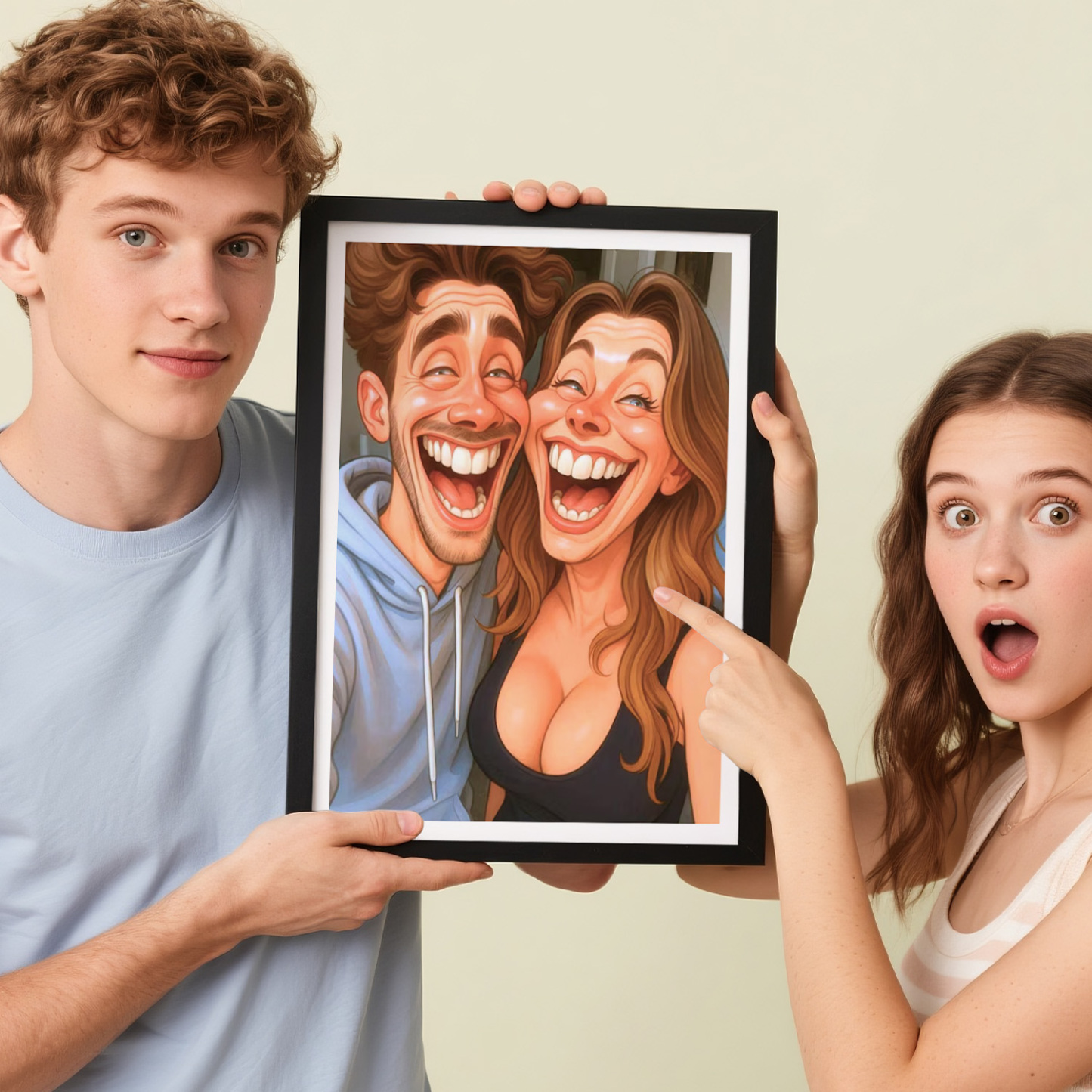 Custom Funny Caricature Portrait Frame Transform Your Photo into Hilarious Art Gift