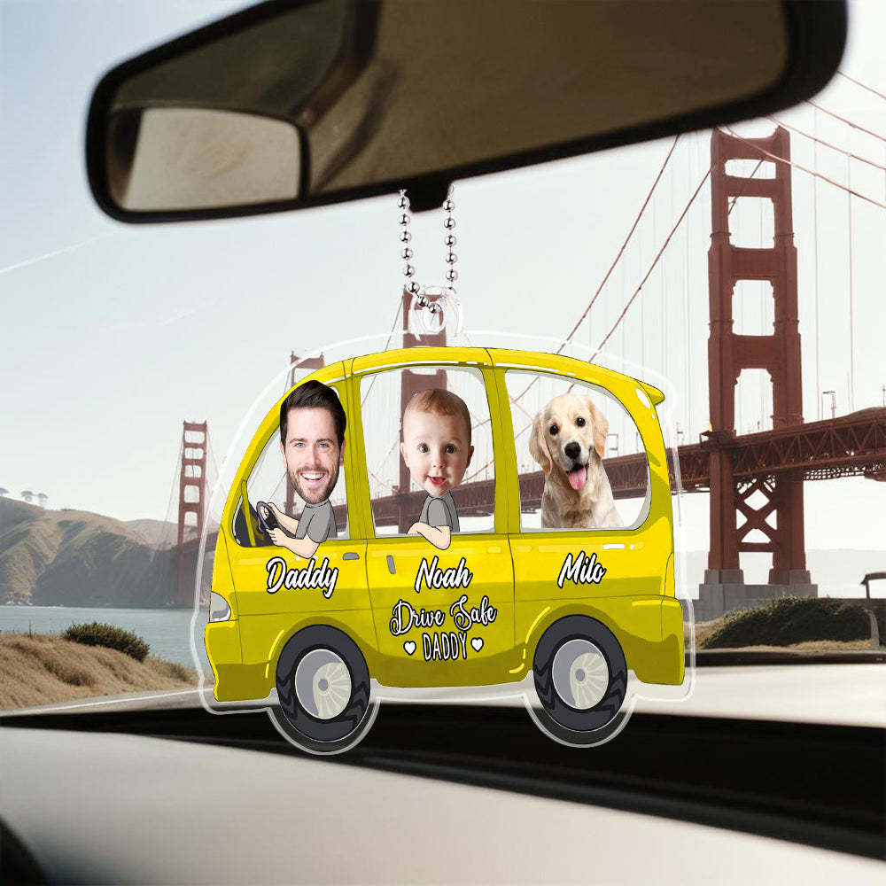 Funny Custom Photo Drive Safe Daddy Ornament For Car, Personalized Birthday Gift Idea for Daddy, Customized Baby Picture Acrylic Hanger - PhotoBoxer