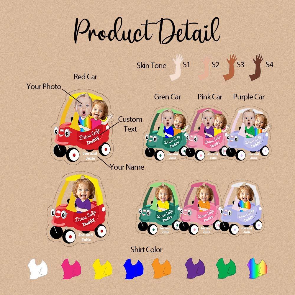 Kid Face Toy Car Drive Safe Daddy Baby Photo Face Father's Day Gift New Dad Gift 1st Fathers Day Gift For Him Two Photos - PhotoBoxer