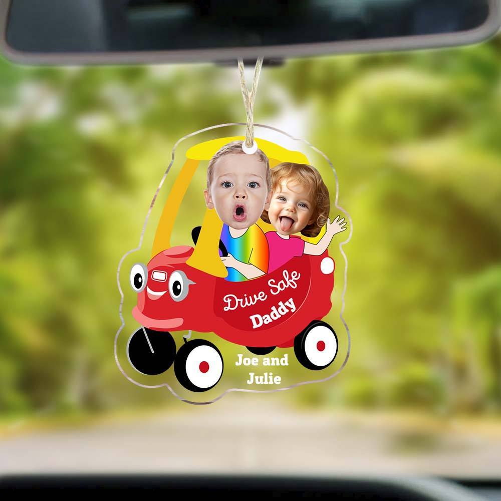 Kid Face Toy Car Drive Safe Daddy Baby Photo Face Father's Day Gift New Dad Gift 1st Fathers Day Gift For Him Two Photos - PhotoBoxer