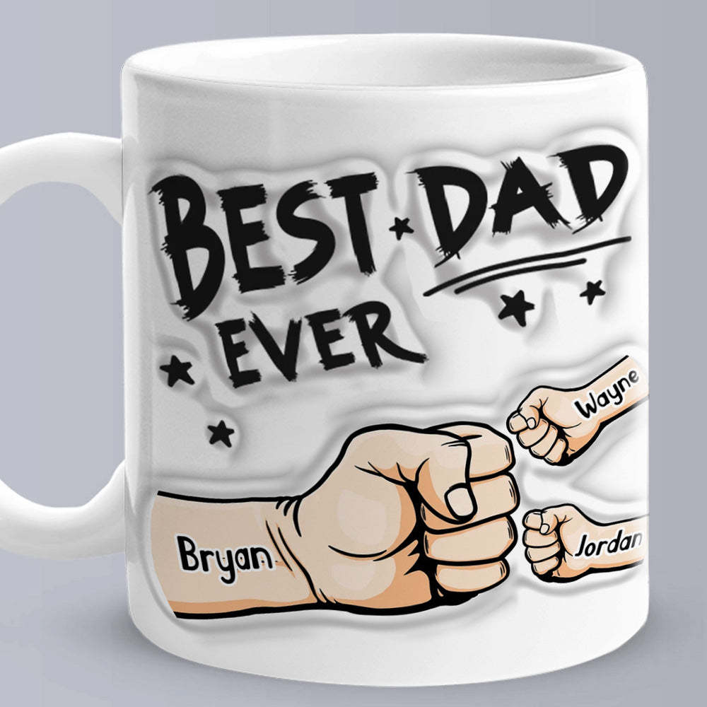 Father's Day Gifts Custom 1-6 Kids Personalized Names 3D Inflated Effect Printed Coffee Mug You are My Best Dad - PhotoBoxer