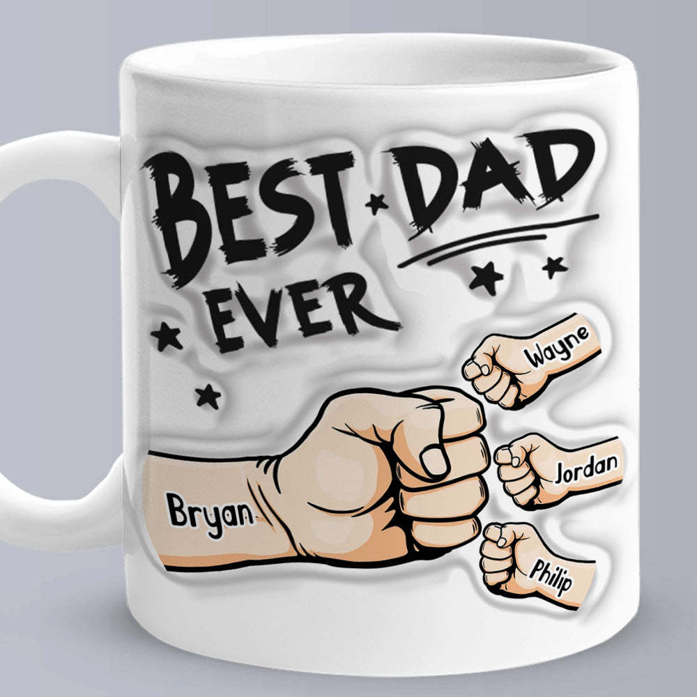 Father's Day Gifts Custom 1-6 Kids Personalized Names 3D Inflated Effect Printed Coffee Mug You are My Best Dad - PhotoBoxer