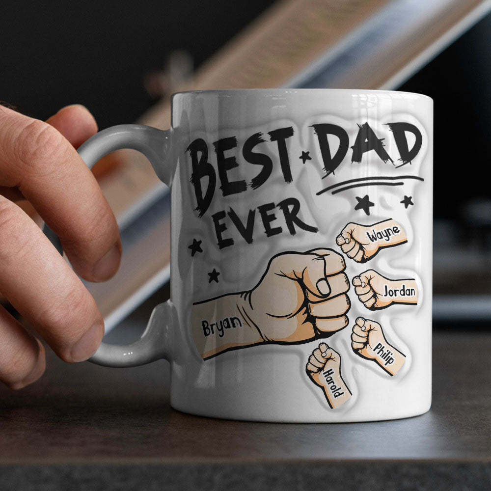 Father's Day Gifts Custom 1-6 Kids Personalized Names 3D Inflated Effect Printed Coffee Mug You are My Best Dad - PhotoBoxer