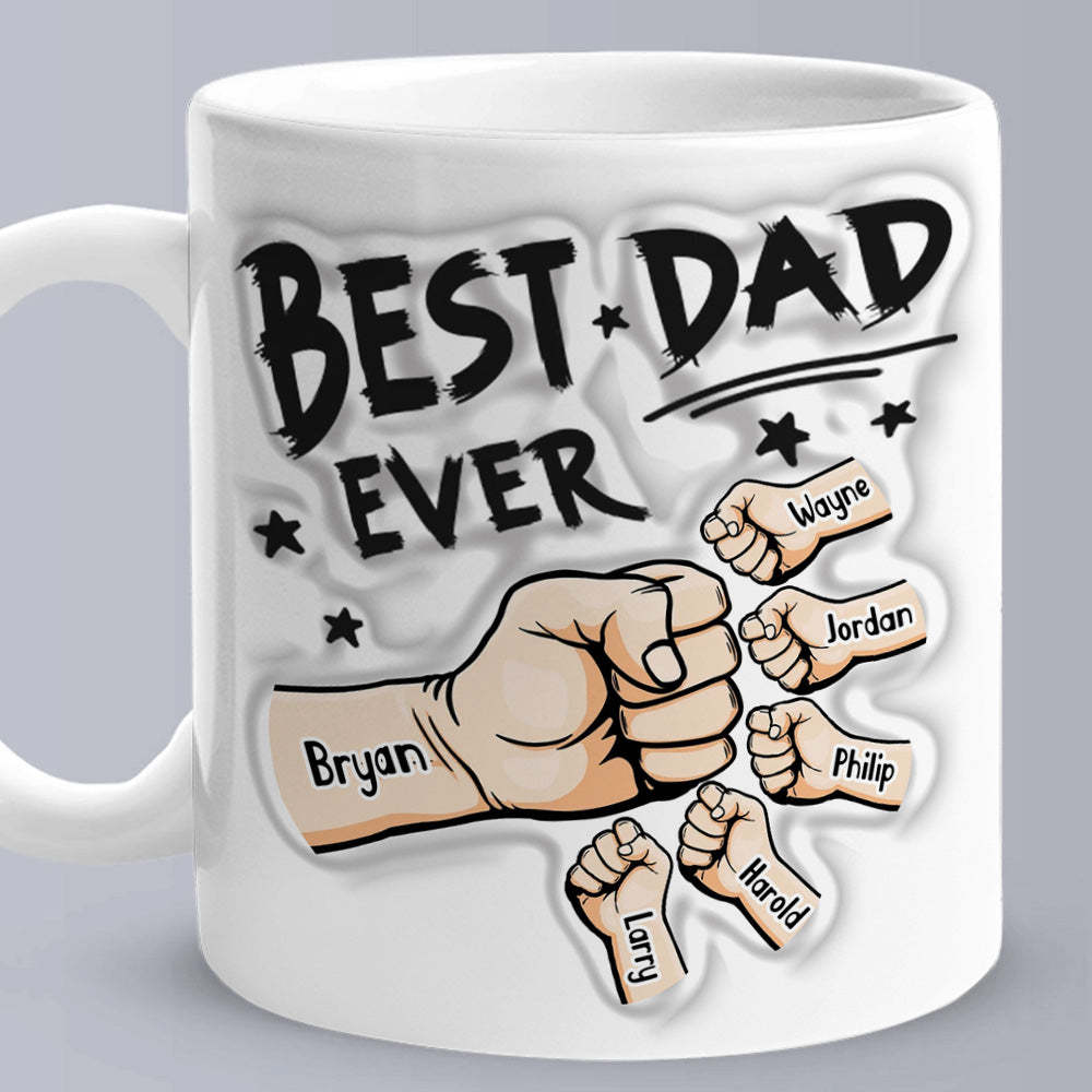 Father's Day Gifts Custom 1-6 Kids Personalized Names 3D Inflated Effect Printed Coffee Mug You are My Best Dad - PhotoBoxer