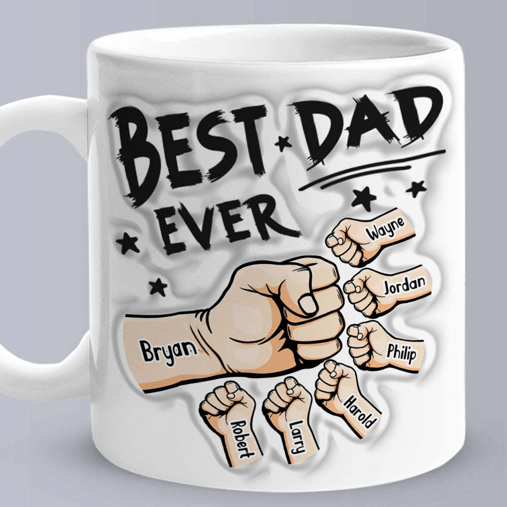 Father's Day Gifts Custom 1-6 Kids Personalized Names 3D Inflated Effect Printed Coffee Mug You are My Best Dad - PhotoBoxer