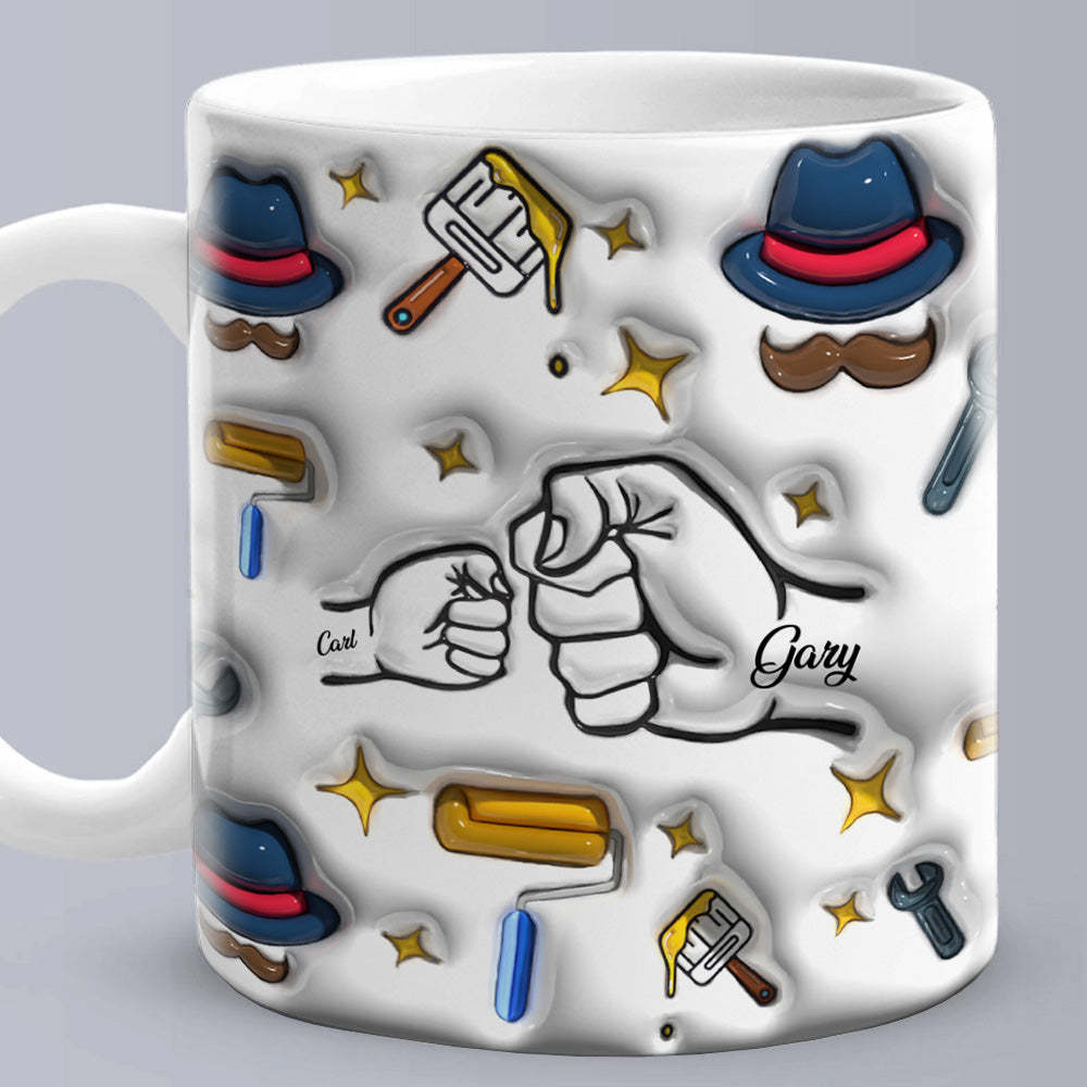 Father's Day Gifts Custom 1-6 Kids Personalized Names 3D Inflated Effect Printed Coffee Mug