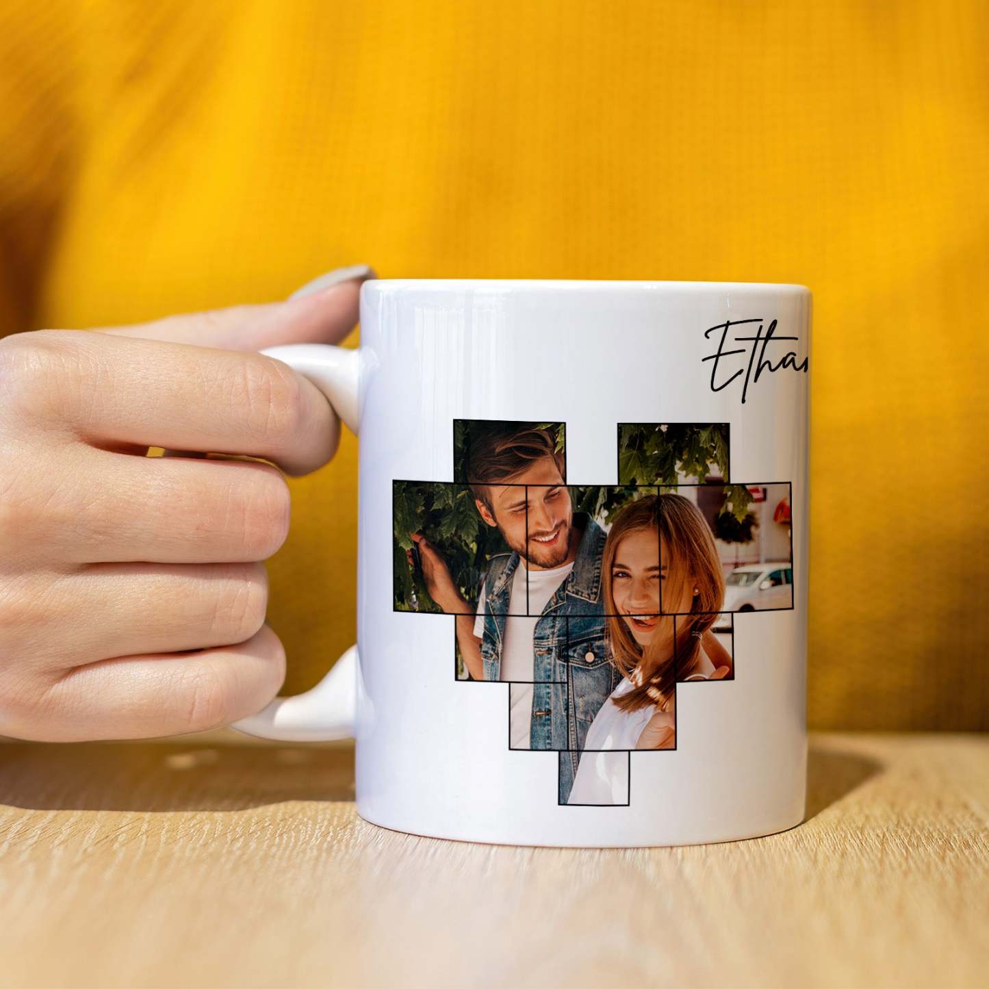 Custom Photo Personalized Calendar and Spotify Code Printed Coffee Mug Gifts for Him - PhotoBoxer