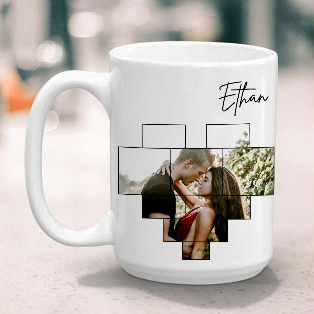 Custom Photo Personalized Calendar and Spotify Code Printed Coffee Mug Gifts for Him - PhotoBoxer