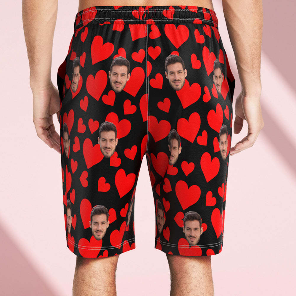 Custom Face Photo Men's Swim Trunk Water Shorts Summer  Valentine's Day Gifts for Couple - PhotoBoxer