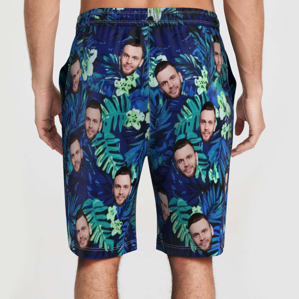 Custom Men's Face Swim Trunks Summer Seaside Vacation Beach Shorts - PhotoBoxer