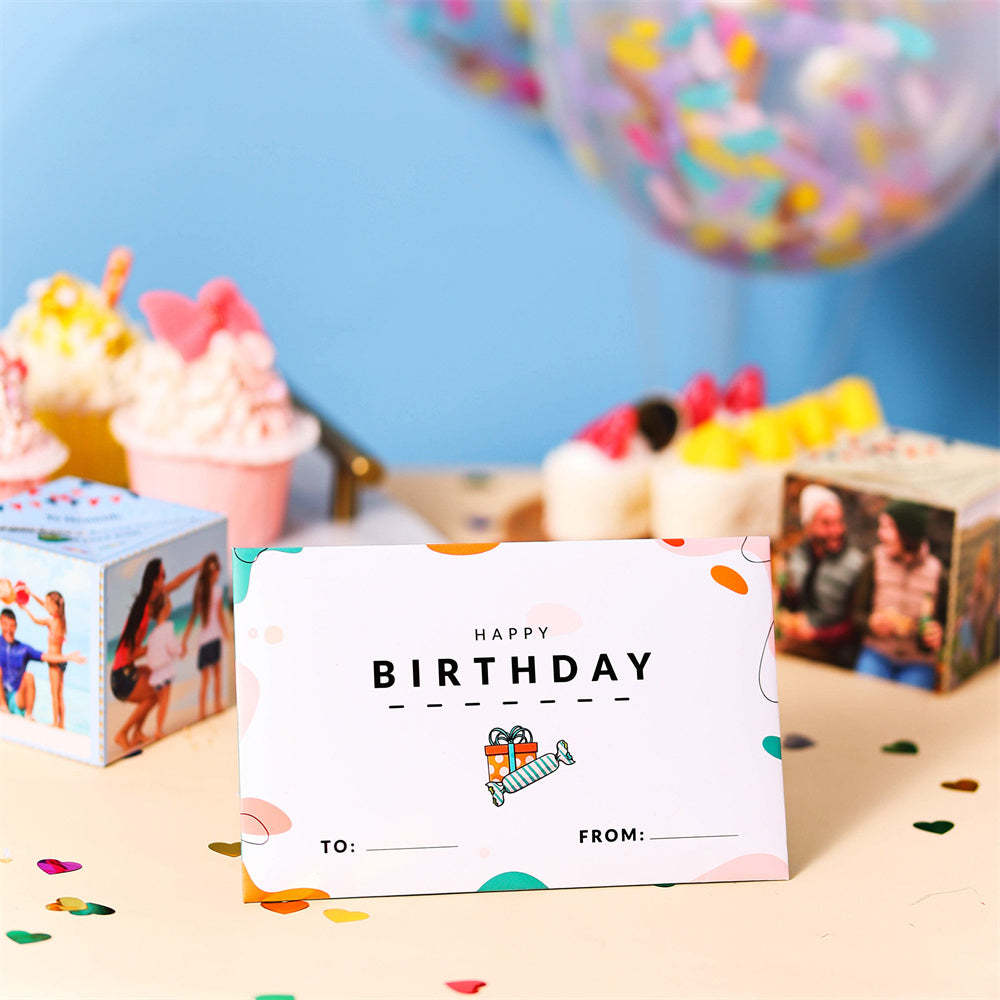 Personalized Surprise Confetti Card Birthday Exploding Box Card Custom Photo 3D Pop-Up Greeting Card - PhotoBoxer