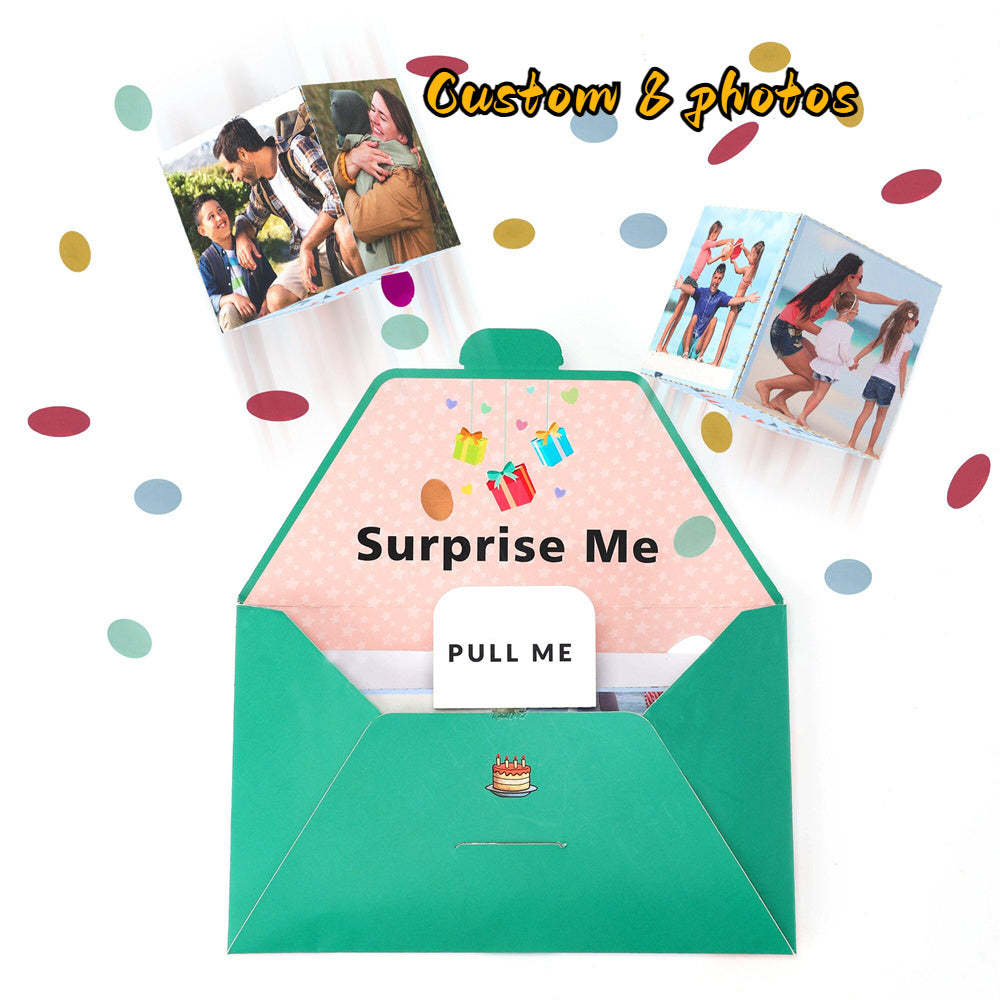Personalized Surprise Confetti Card Birthday Exploding Box Card Custom Photo 3D Pop-Up Greeting Card - PhotoBoxer