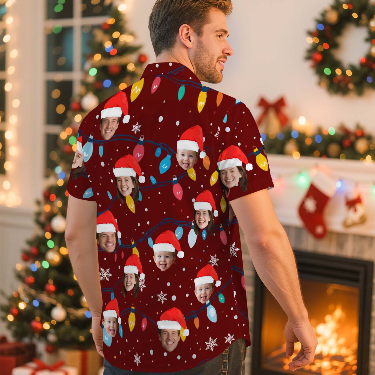 Personalized Christmas Face Hawaiian Shirt, Custom Photo Print Shirt, Funny Holiday Party Outfit, Unique Family Christmas Gift for Family, Couple, Friends