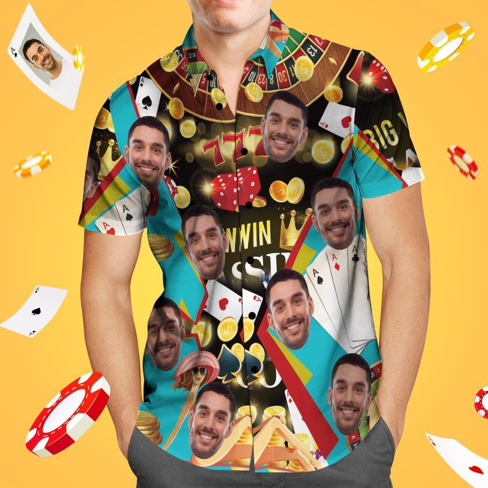 Custom Face Hawaiian Shirt Gift for Him - Poker Game Field