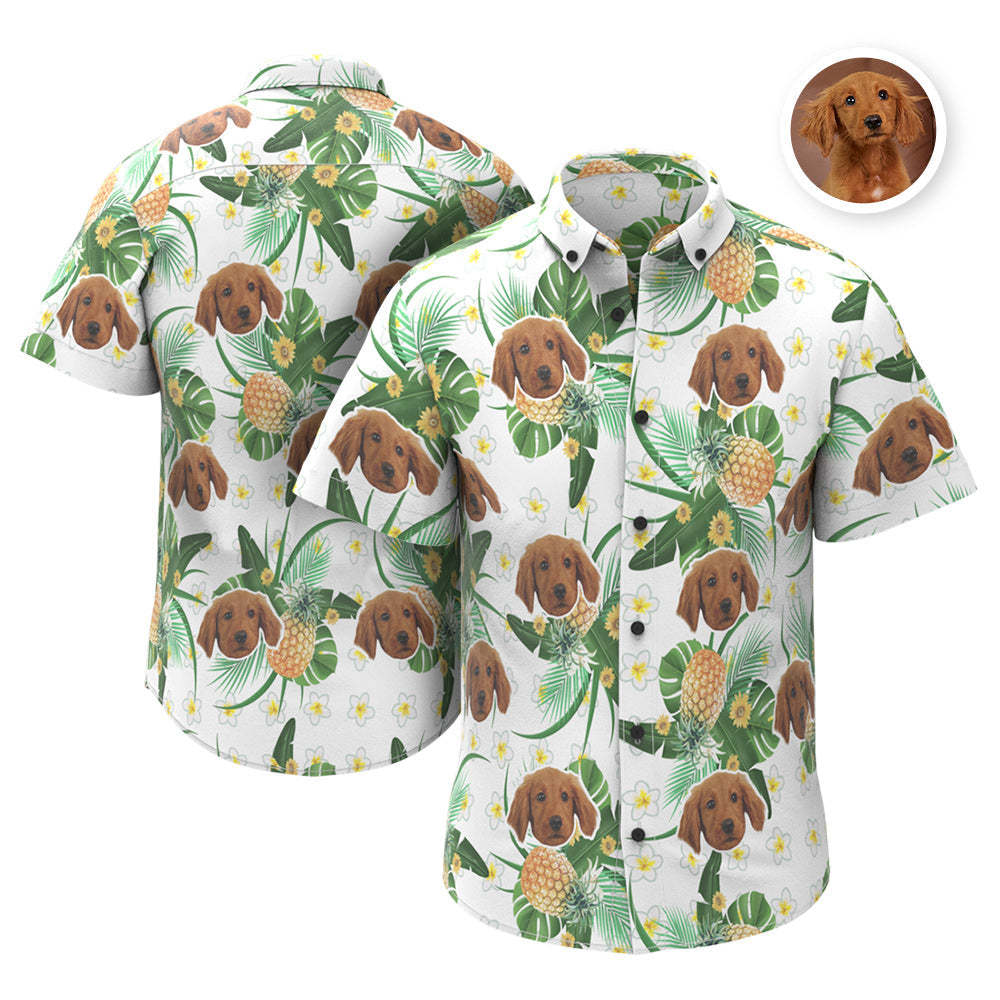 Custom Face Hawaiian Shirt Personalized Animal Photo Pineapple Summer Shirts For Men