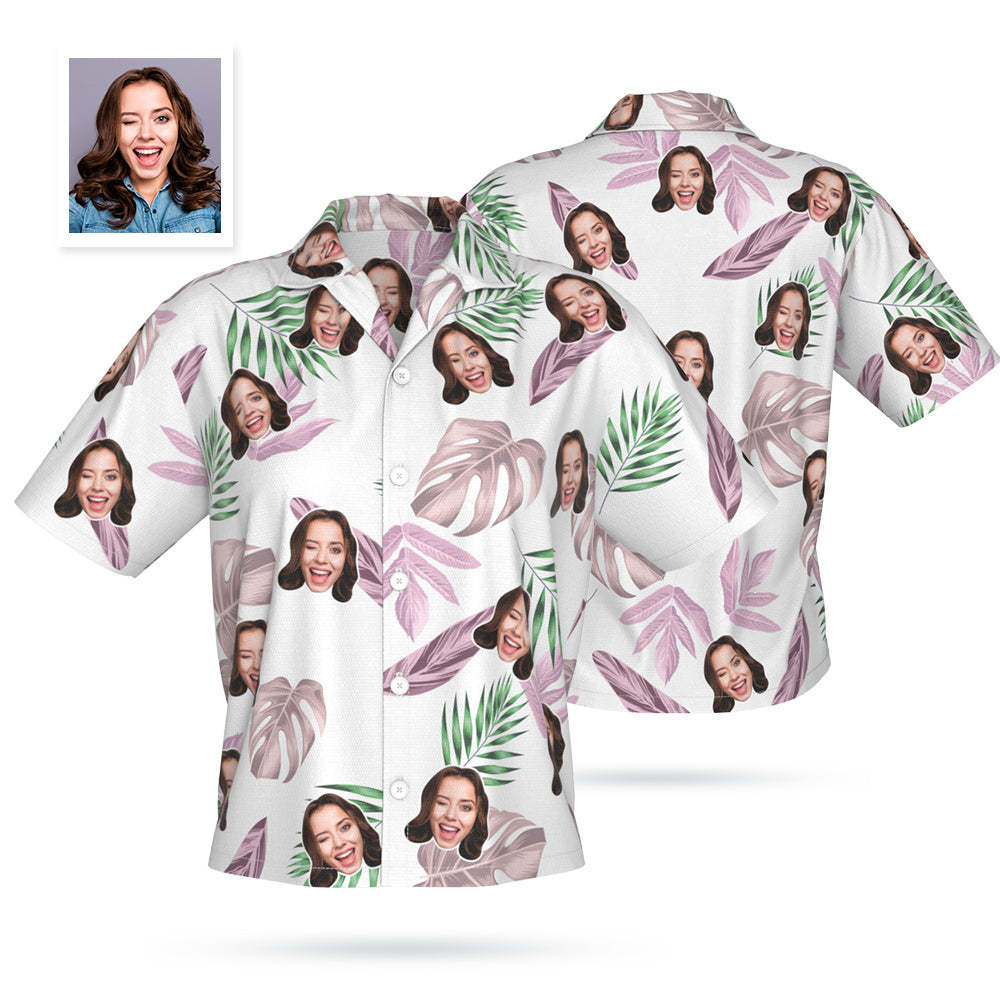 Custom Face Hawaiian Shirt Personalized Photo Floral Summer Shirts for Women