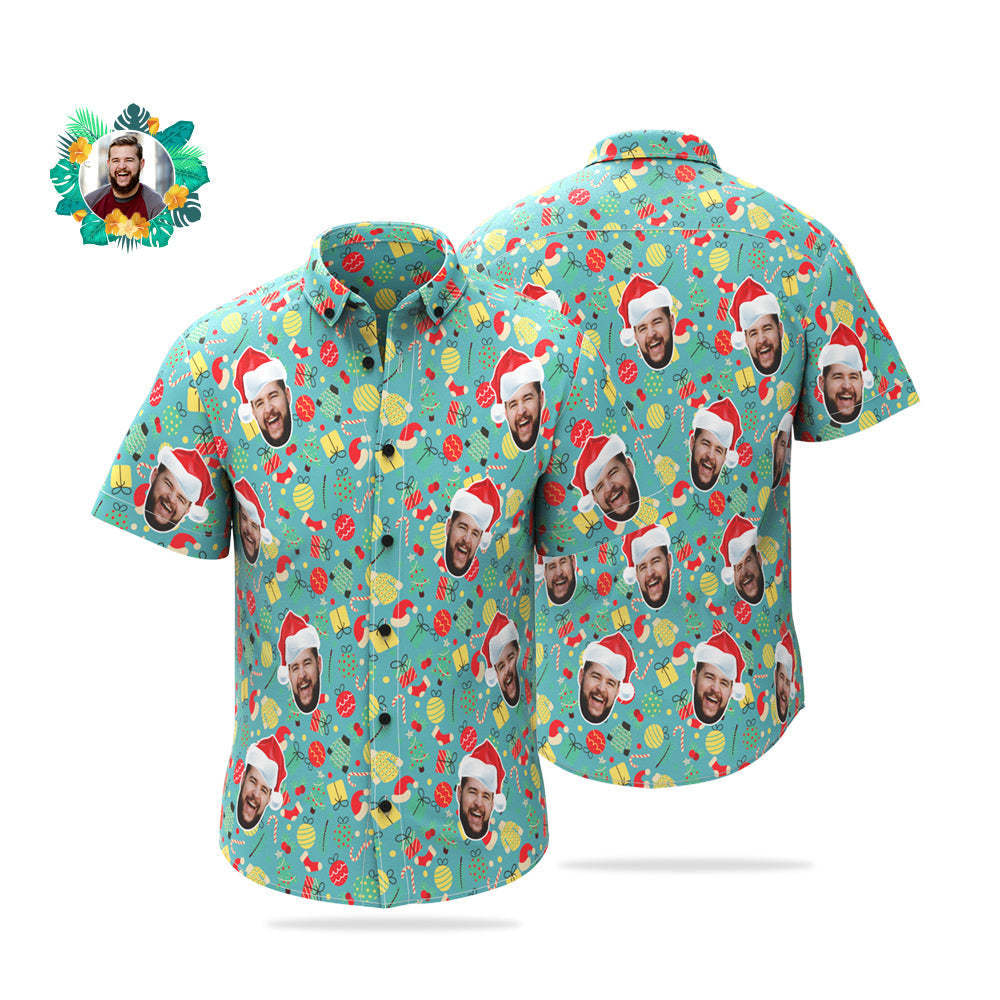 Custom Face Hawaiian Shirt Personalized Photo Christmas Shirts Funny Gift For Men