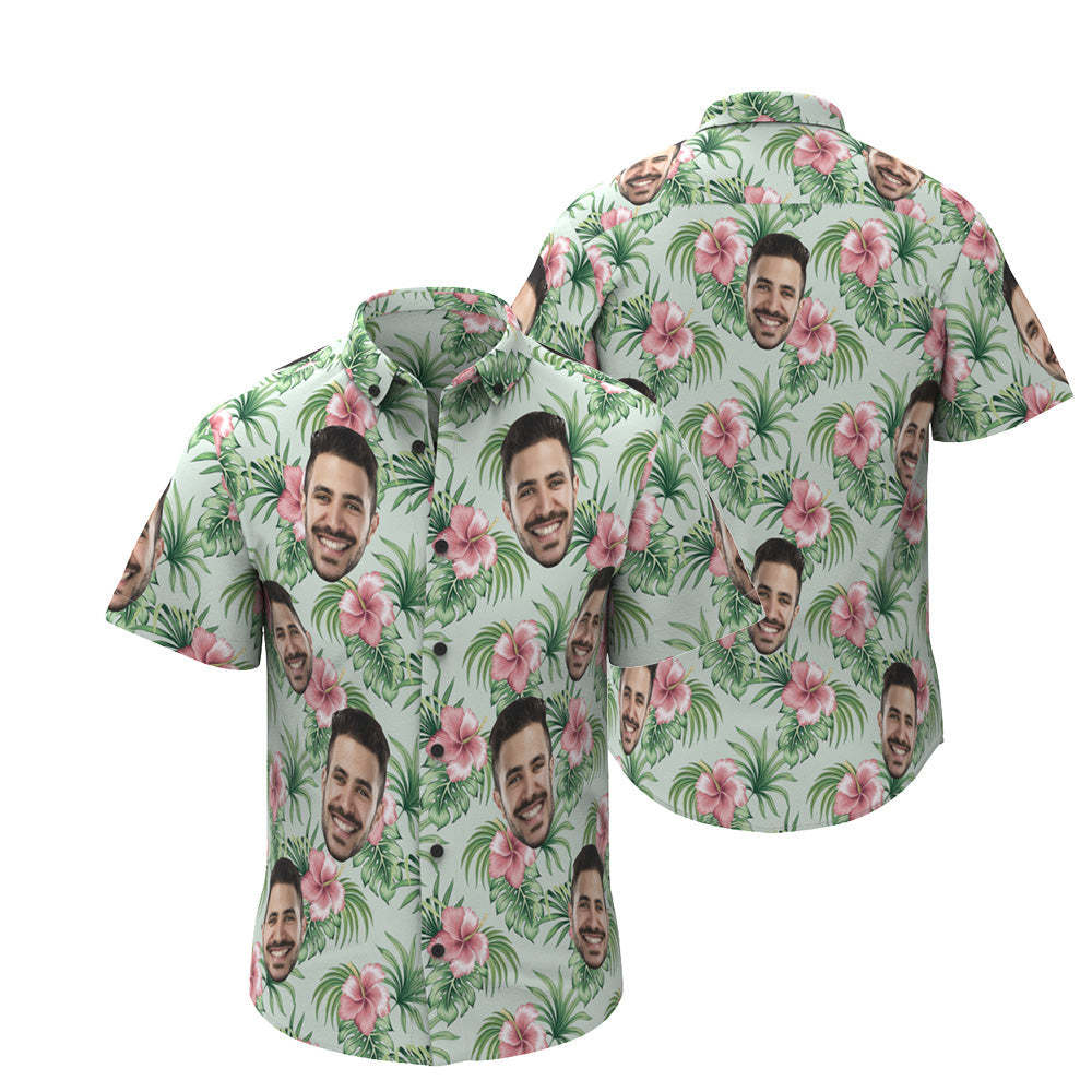 Custom Face Hawaiian Shirt Personalized Men's Photo Tropical Aloha Shirt Vacation Party Gift - PhotoBoxer