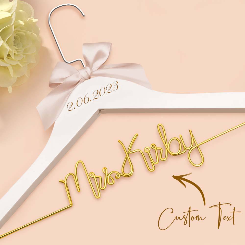 Custom Bridal Hanger Wedding Name Hanger, Personalized Wedding Hanger Dress Hanger Wedding Gifts - PhotoBoxer
