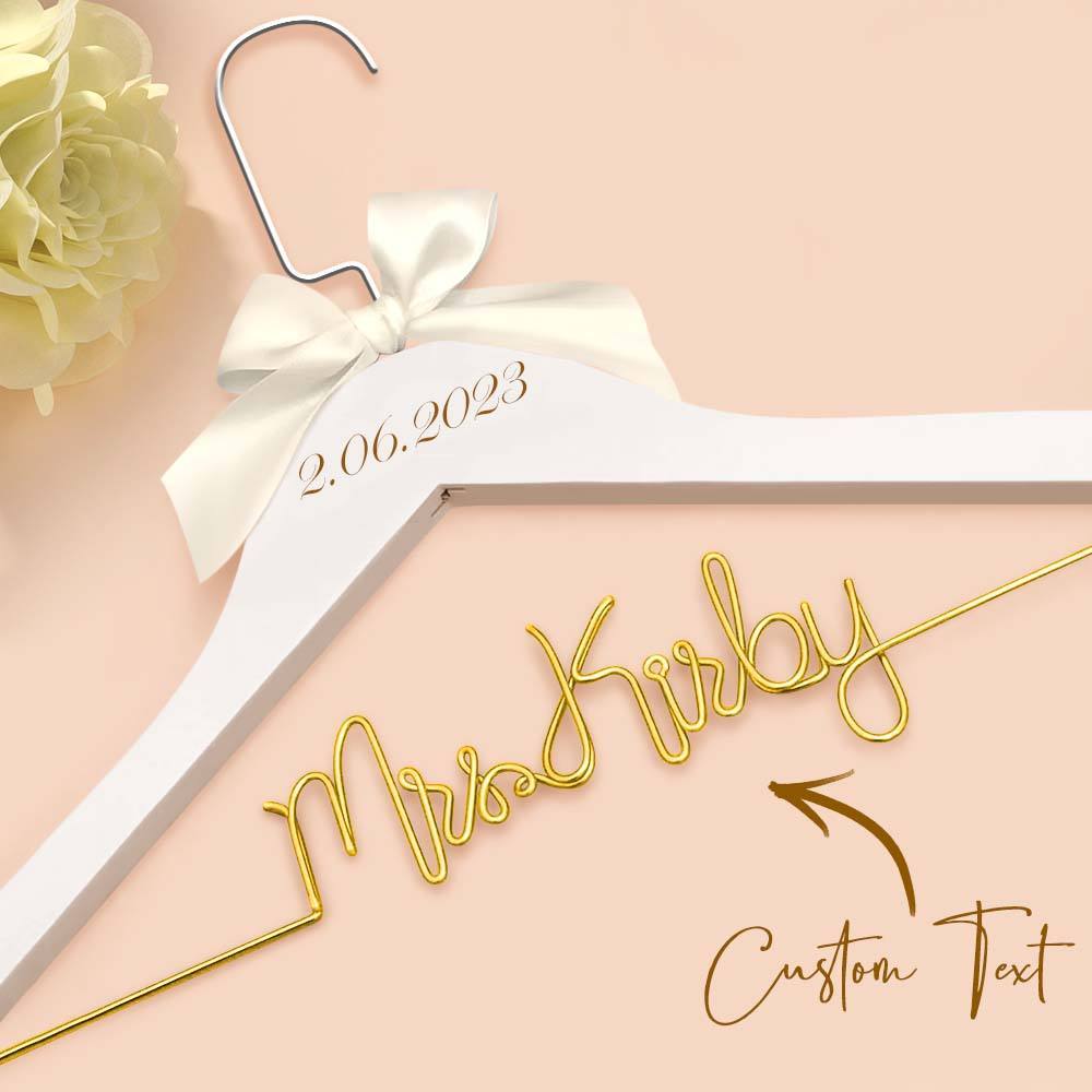 Custom Bridal Hanger Wedding Name Hanger, Personalized Wedding Hanger Dress Hanger Wedding Gifts - PhotoBoxer