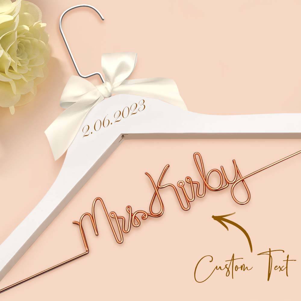 Custom Bridal Hanger Wedding Name Hanger, Personalized Wedding Hanger Dress Hanger Wedding Gifts - PhotoBoxer