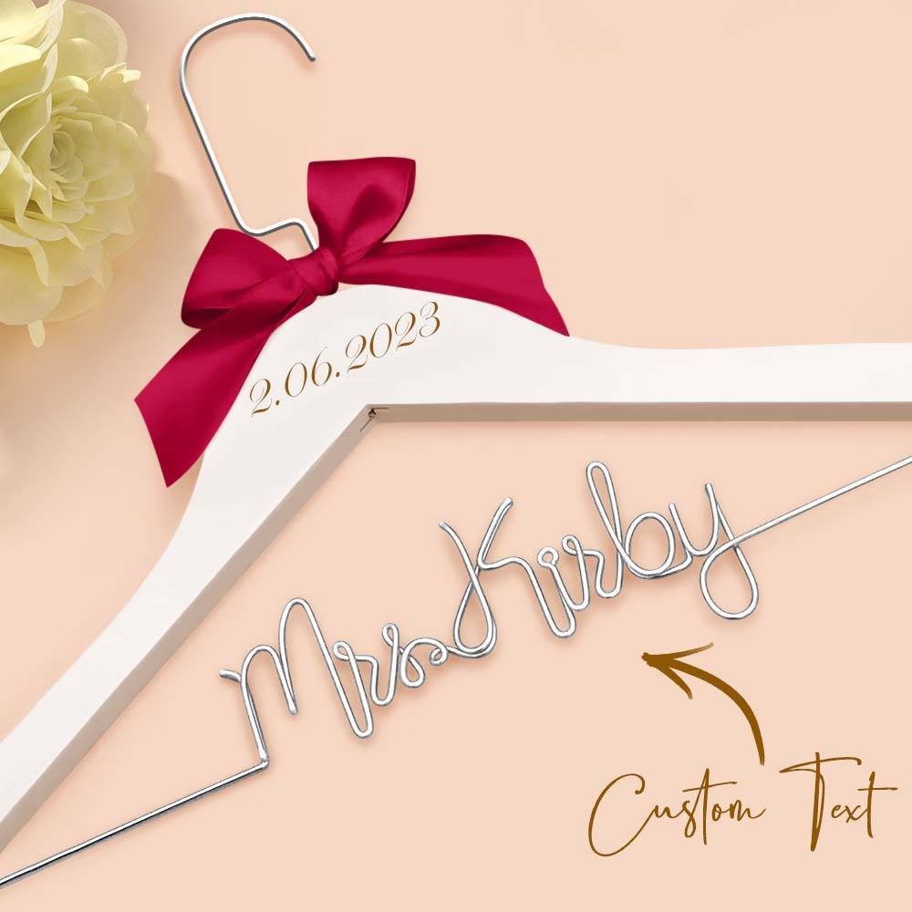 Custom Bridal Hanger Wedding Name Hanger, Personalized Wedding Hanger Dress Hanger Wedding Gifts - PhotoBoxer