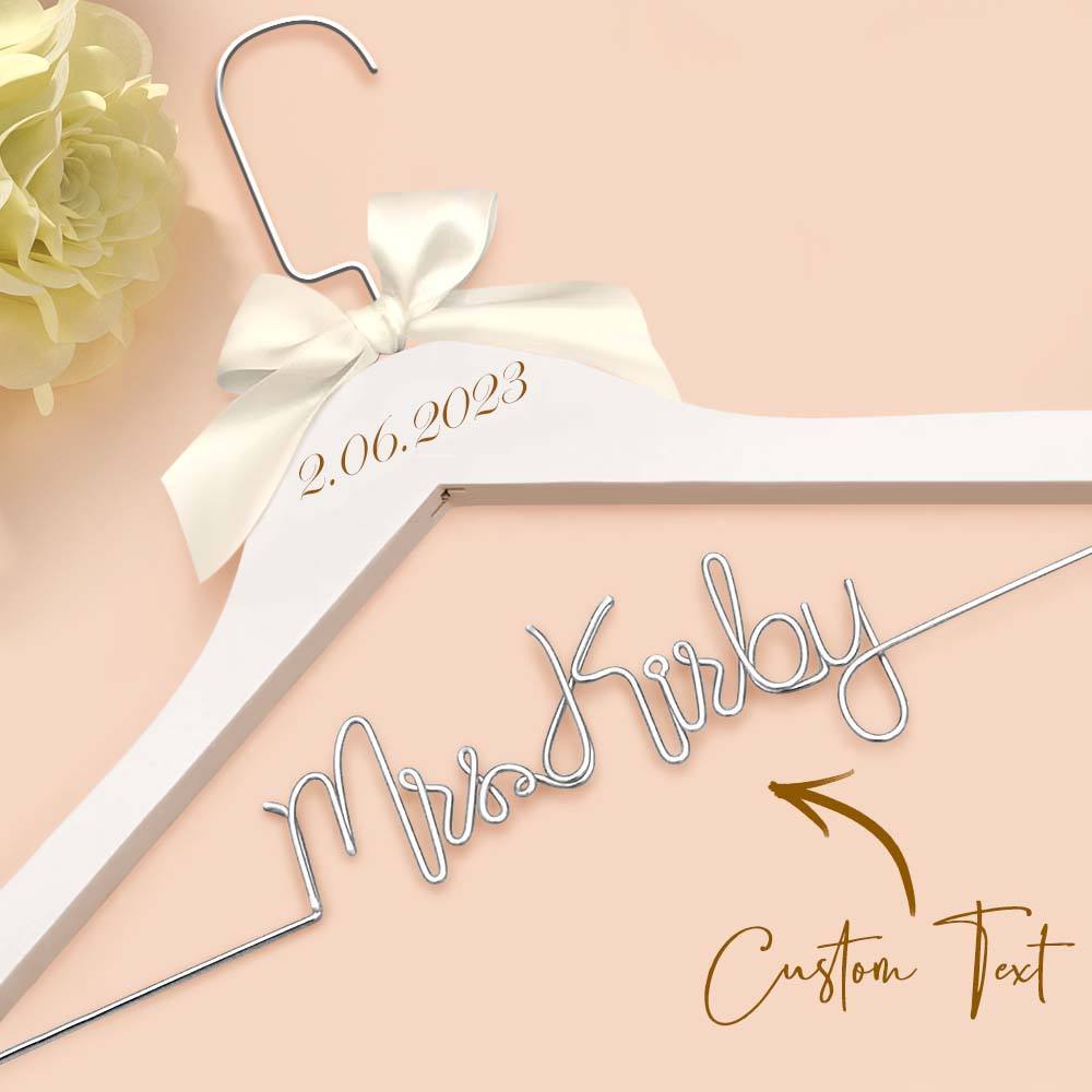 Custom Bridal Hanger Wedding Name Hanger, Personalized Wedding Hanger Dress Hanger Wedding Gifts - PhotoBoxer