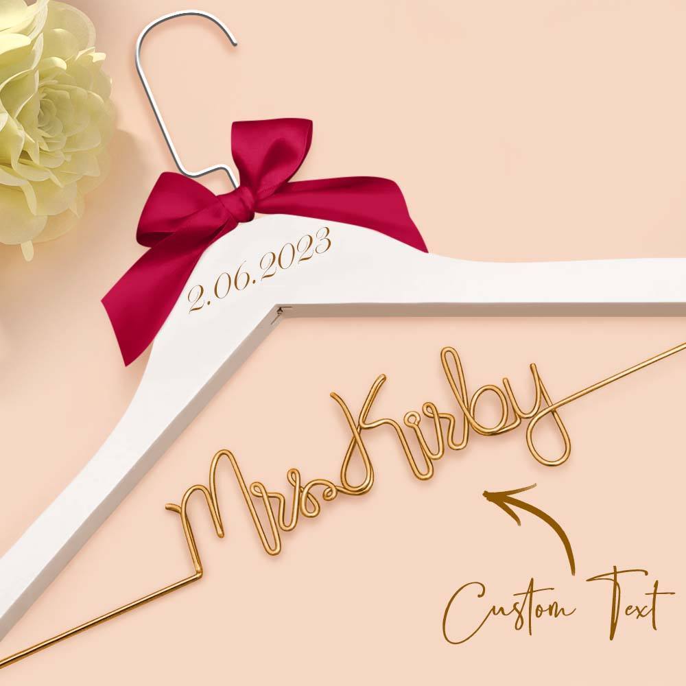 Custom Bridal Hanger Wedding Name Hanger, Personalized Wedding Hanger Dress Hanger Wedding Gifts - PhotoBoxer