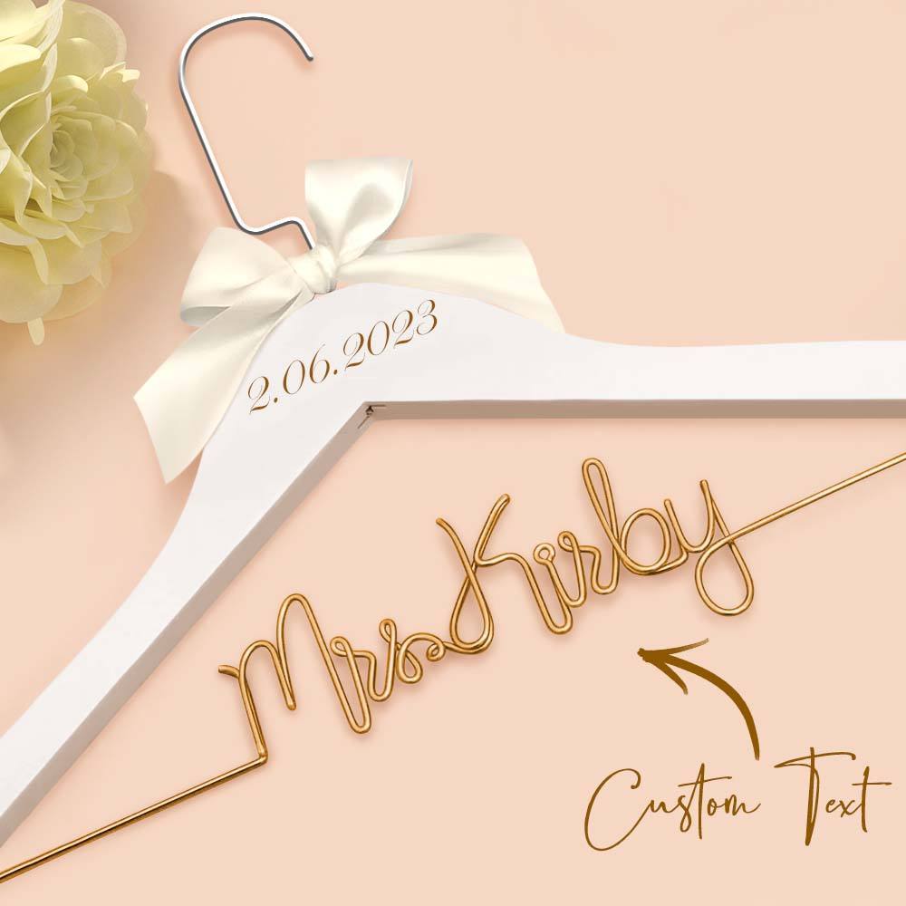 Custom Bridal Hanger Wedding Name Hanger, Personalized Wedding Hanger Dress Hanger Wedding Gifts - PhotoBoxer