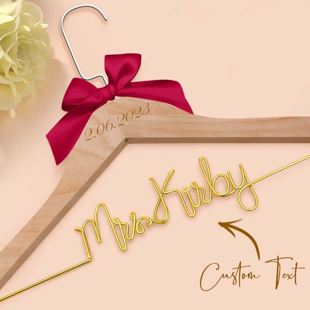 Custom Bridal Hanger Wedding Name Hanger, Personalized Wedding Hanger Dress Hanger Wedding Gifts - PhotoBoxer
