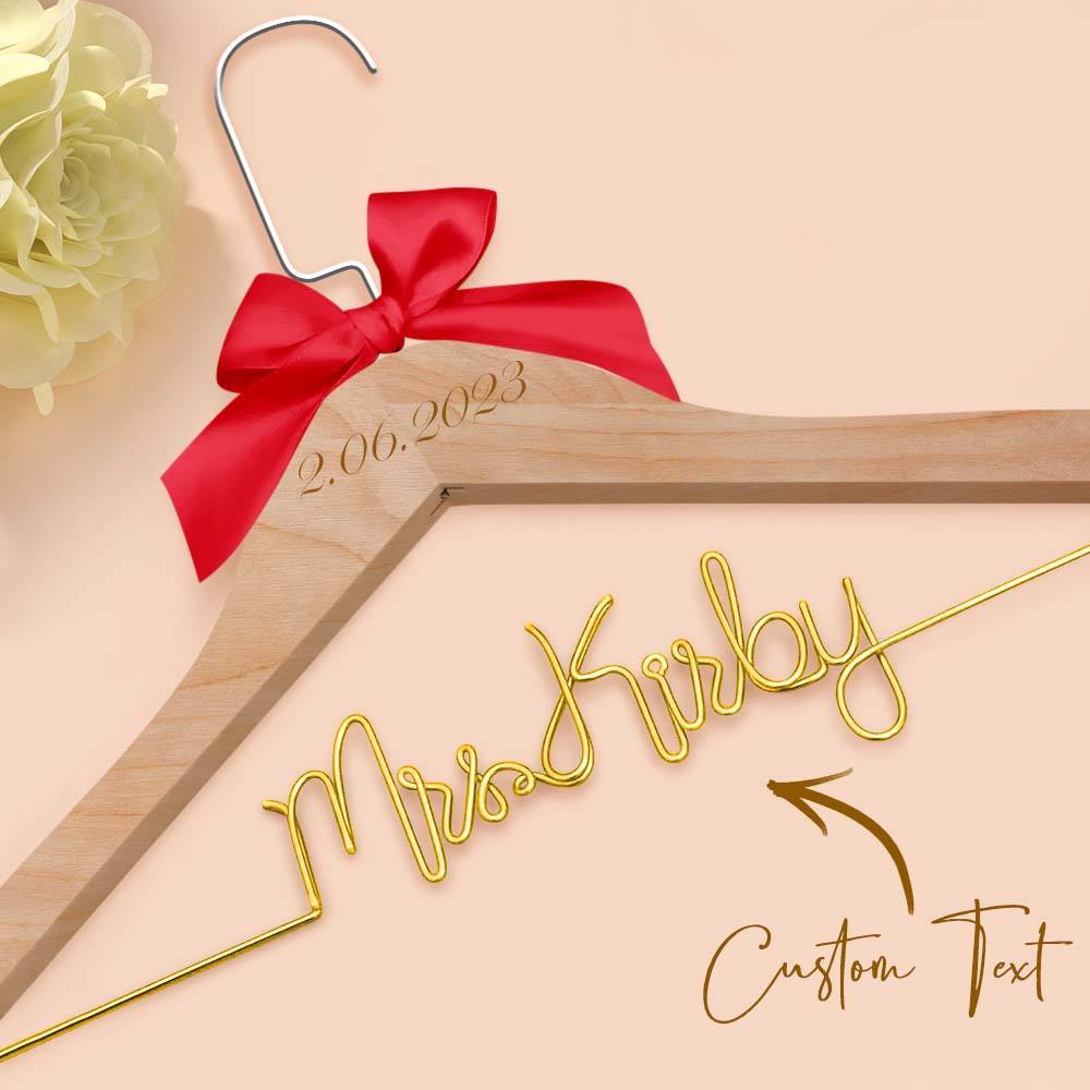 Custom Bridal Hanger Wedding Name Hanger, Personalized Wedding Hanger Dress Hanger Wedding Gifts - PhotoBoxer