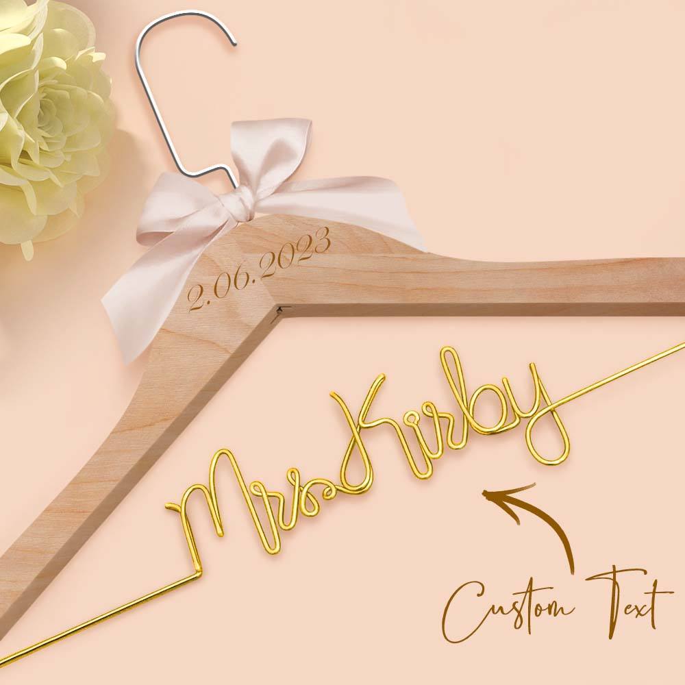 Custom Bridal Hanger Wedding Name Hanger, Personalized Wedding Hanger Dress Hanger Wedding Gifts - PhotoBoxer