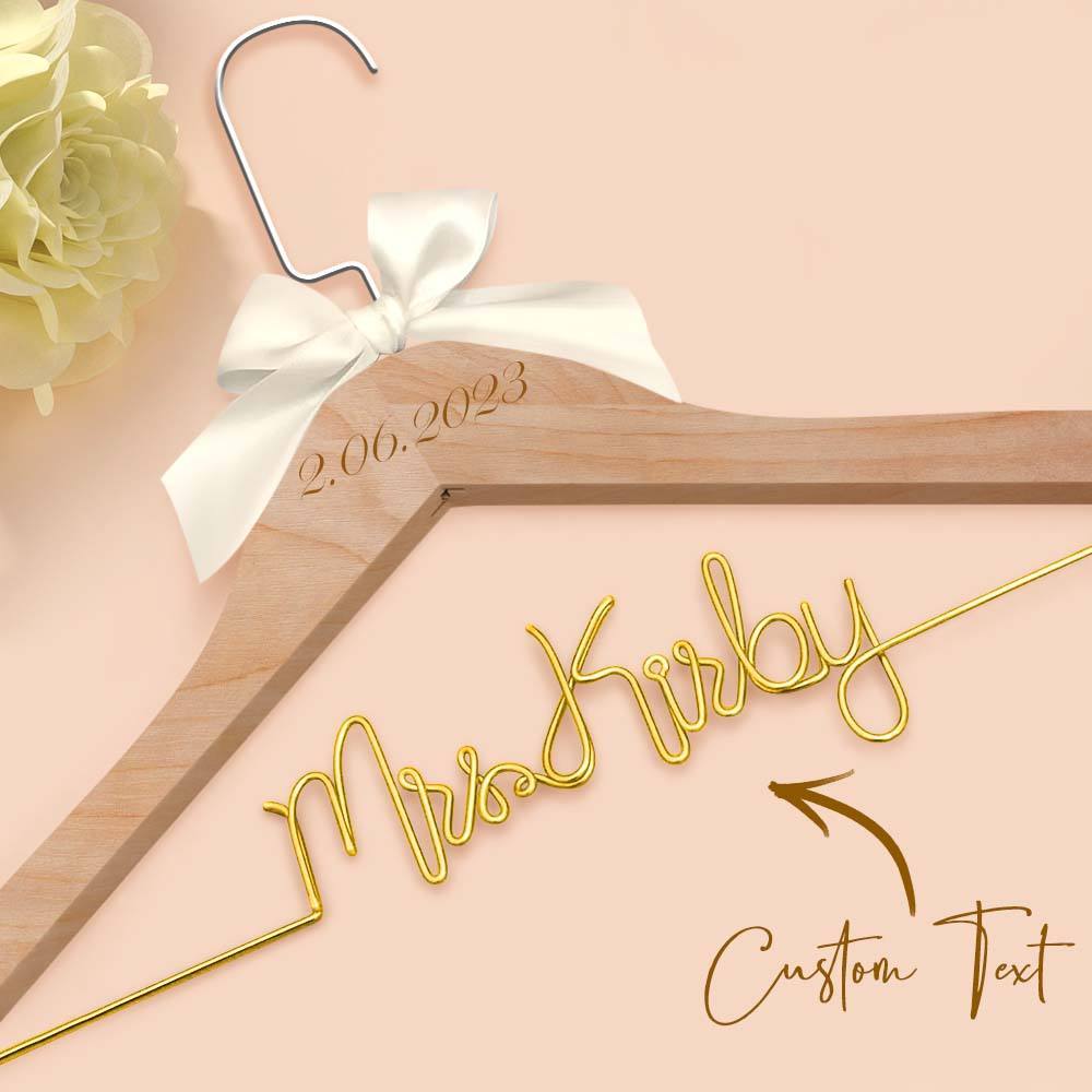 Custom Bridal Hanger Wedding Name Hanger, Personalized Wedding Hanger Dress Hanger Wedding Gifts - PhotoBoxer