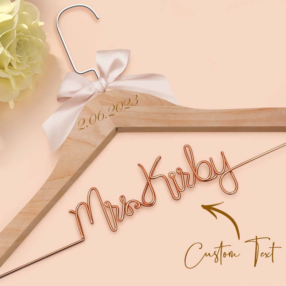 Custom Bridal Hanger Wedding Name Hanger, Personalized Wedding Hanger Dress Hanger Wedding Gifts - PhotoBoxer