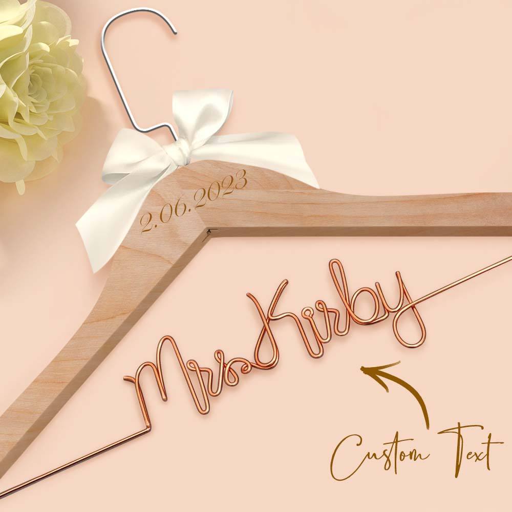 Custom Bridal Hanger Wedding Name Hanger, Personalized Wedding Hanger Dress Hanger Wedding Gifts - PhotoBoxer