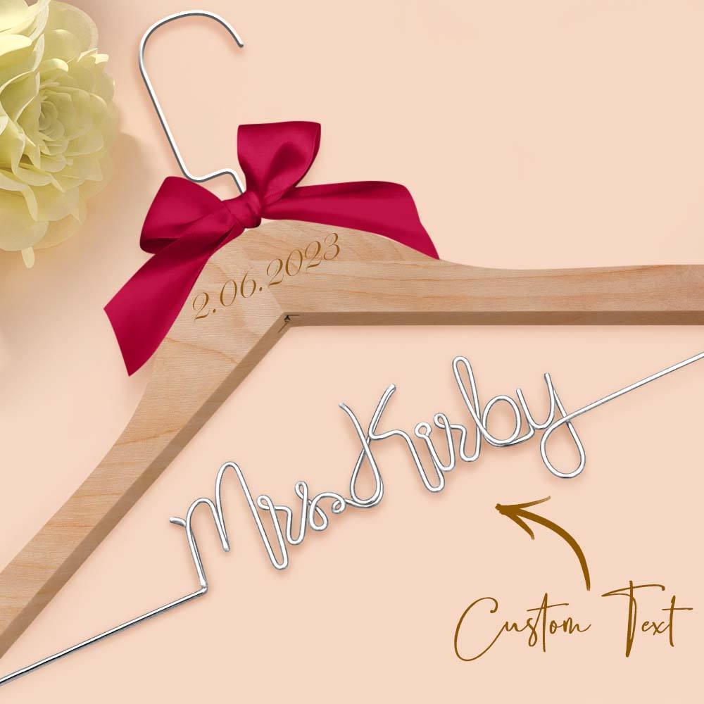 Custom Bridal Hanger Wedding Name Hanger, Personalized Wedding Hanger Dress Hanger Wedding Gifts - PhotoBoxer