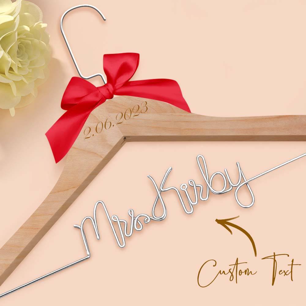 Custom Bridal Hanger Wedding Name Hanger, Personalized Wedding Hanger Dress Hanger Wedding Gifts - PhotoBoxer