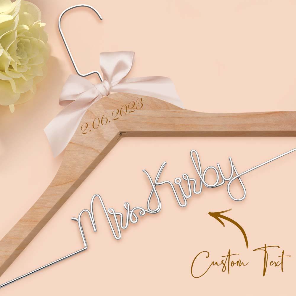 Custom Bridal Hanger Wedding Name Hanger, Personalized Wedding Hanger Dress Hanger Wedding Gifts - PhotoBoxer