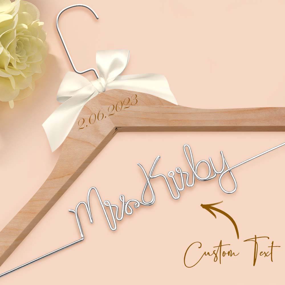 Custom Bridal Hanger Wedding Name Hanger, Personalized Wedding Hanger Dress Hanger Wedding Gifts - PhotoBoxer