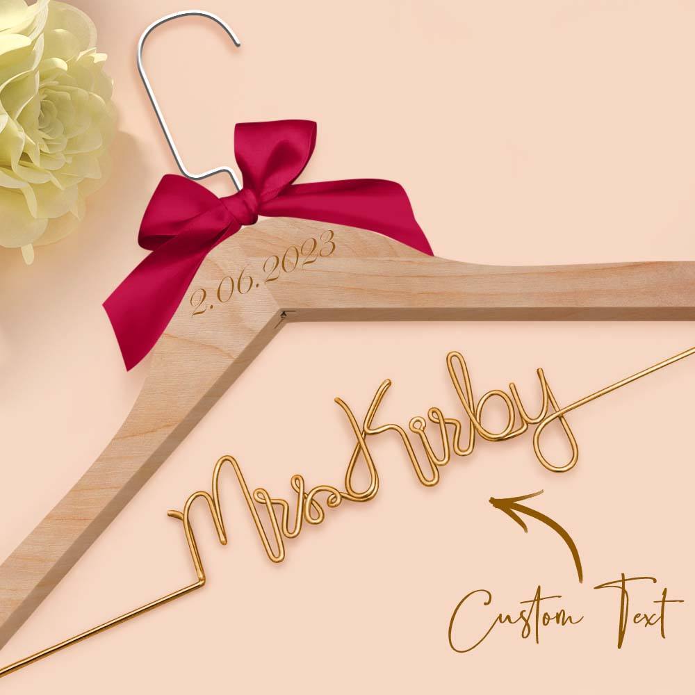Custom Bridal Hanger Wedding Name Hanger, Personalized Wedding Hanger Dress Hanger Wedding Gifts - PhotoBoxer