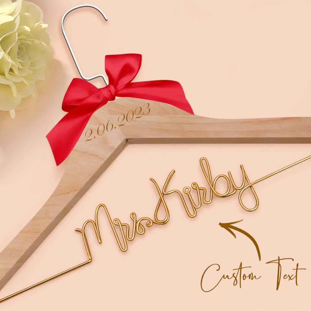 Custom Bridal Hanger Wedding Name Hanger, Personalized Wedding Hanger Dress Hanger Wedding Gifts - PhotoBoxer