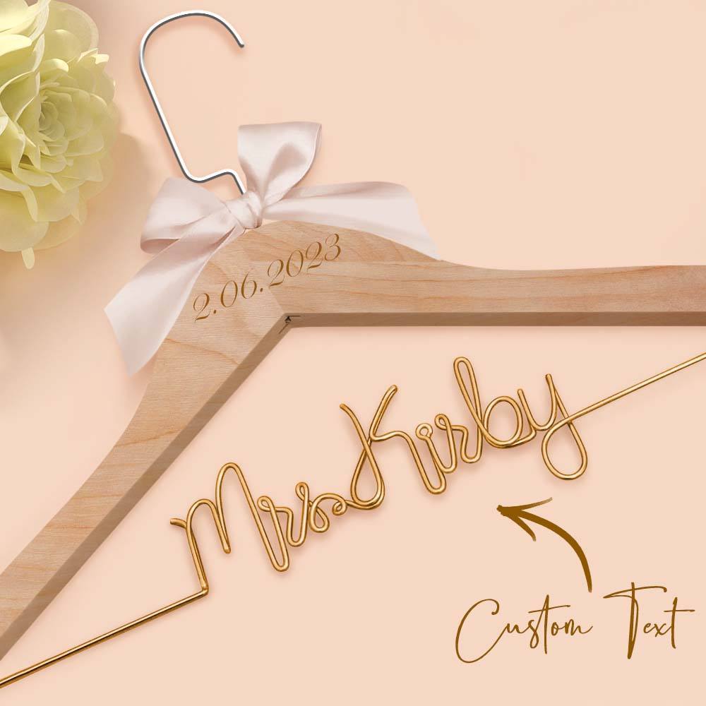 Custom Bridal Hanger Wedding Name Hanger, Personalized Wedding Hanger Dress Hanger Wedding Gifts - PhotoBoxer