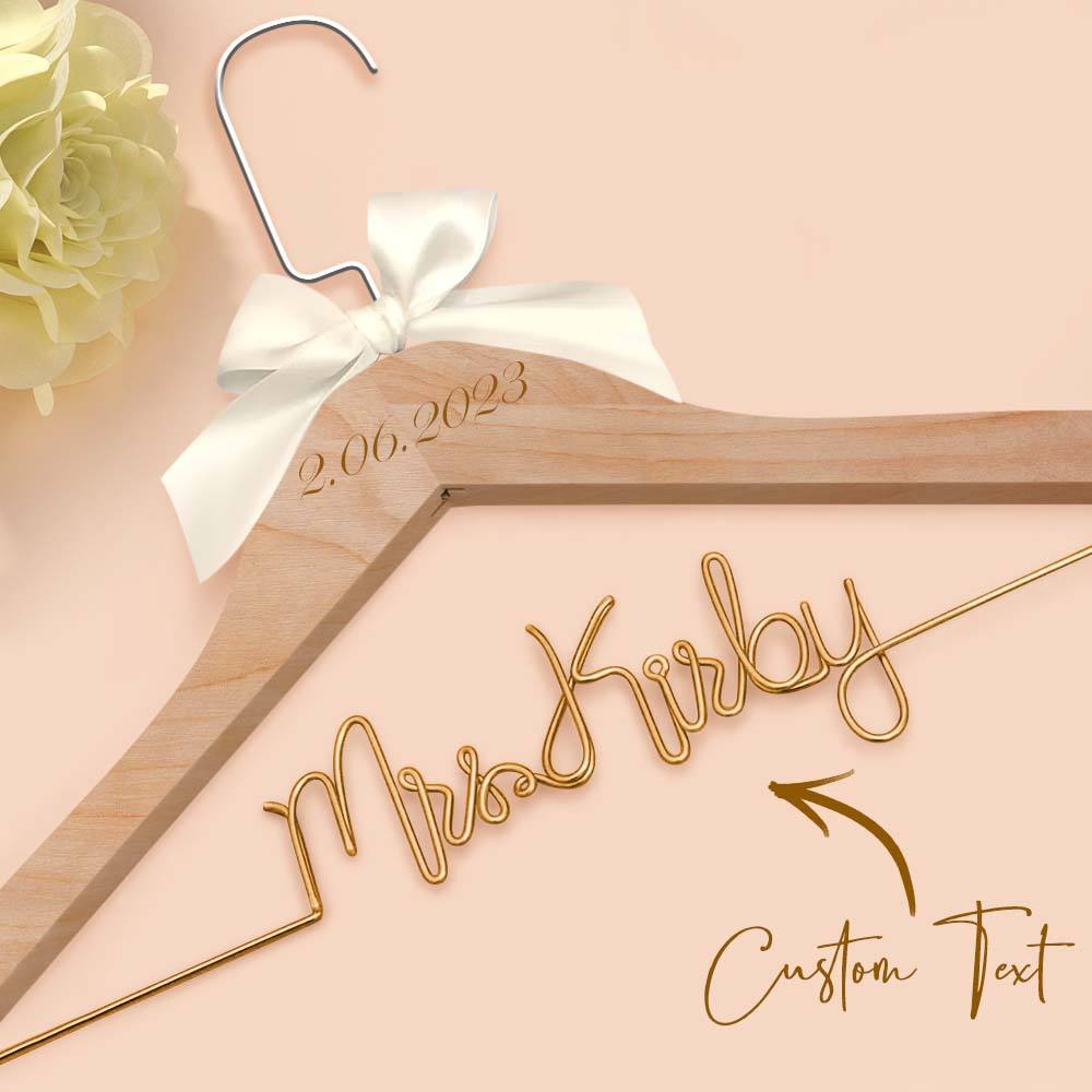Custom Bridal Hanger Wedding Name Hanger, Personalized Wedding Hanger Dress Hanger Wedding Gifts - PhotoBoxer