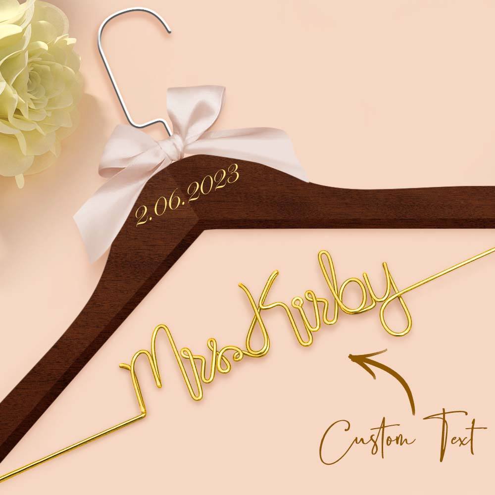 Custom Bridal Hanger Wedding Name Hanger, Personalized Wedding Hanger Dress Hanger Wedding Gifts - PhotoBoxer