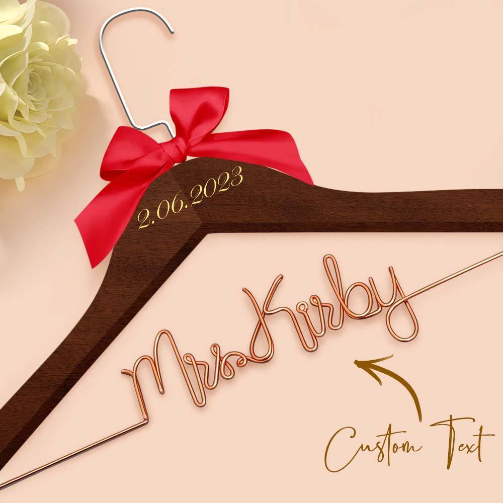 Custom Bridal Hanger Wedding Name Hanger, Personalized Wedding Hanger Dress Hanger Wedding Gifts - PhotoBoxer