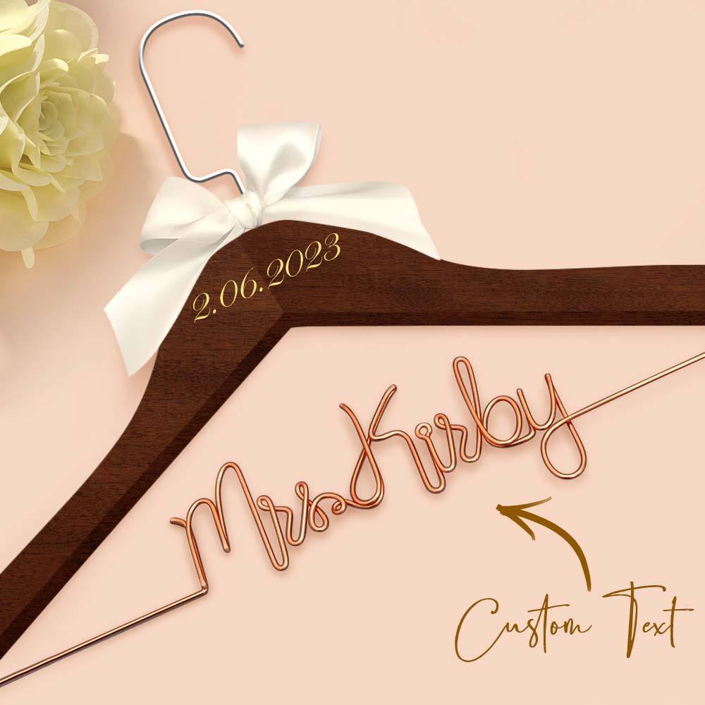 Custom Bridal Hanger Wedding Name Hanger, Personalized Wedding Hanger Dress Hanger Wedding Gifts - PhotoBoxer