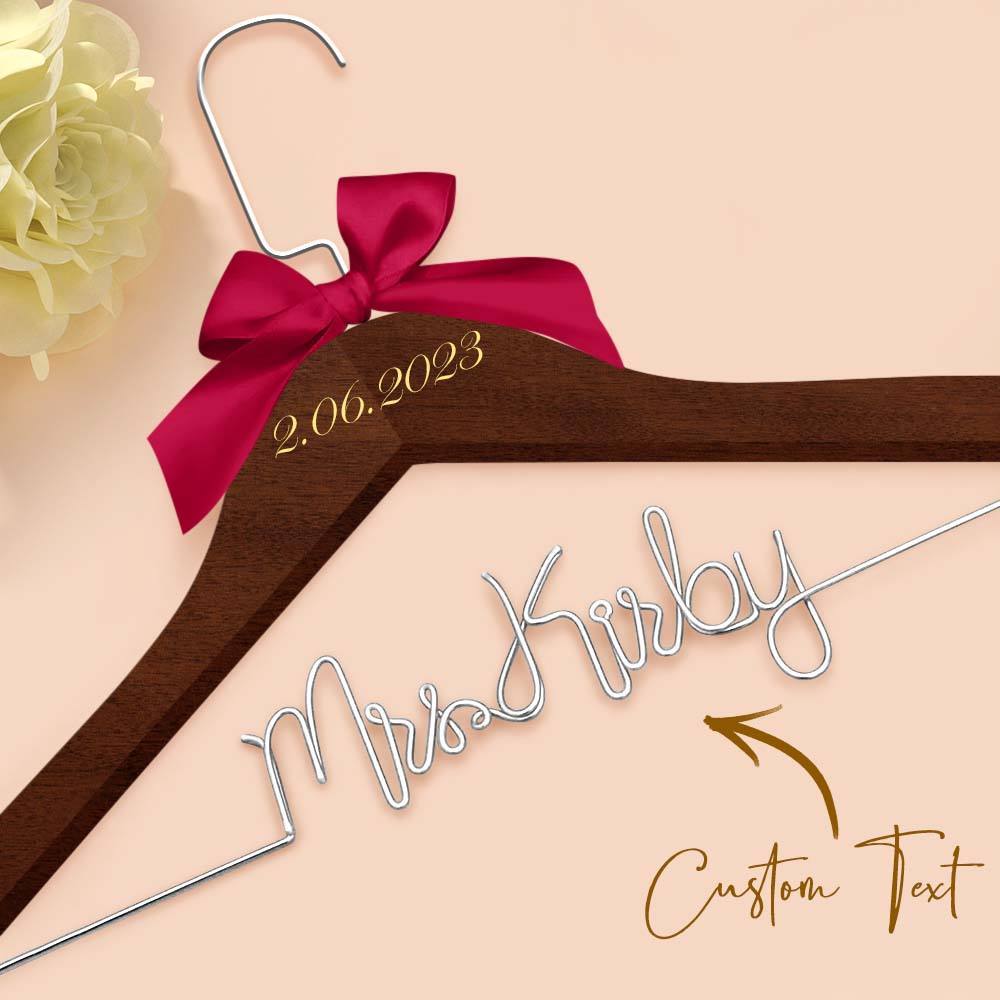 Custom Bridal Hanger Wedding Name Hanger, Personalized Wedding Hanger Dress Hanger Wedding Gifts - PhotoBoxer