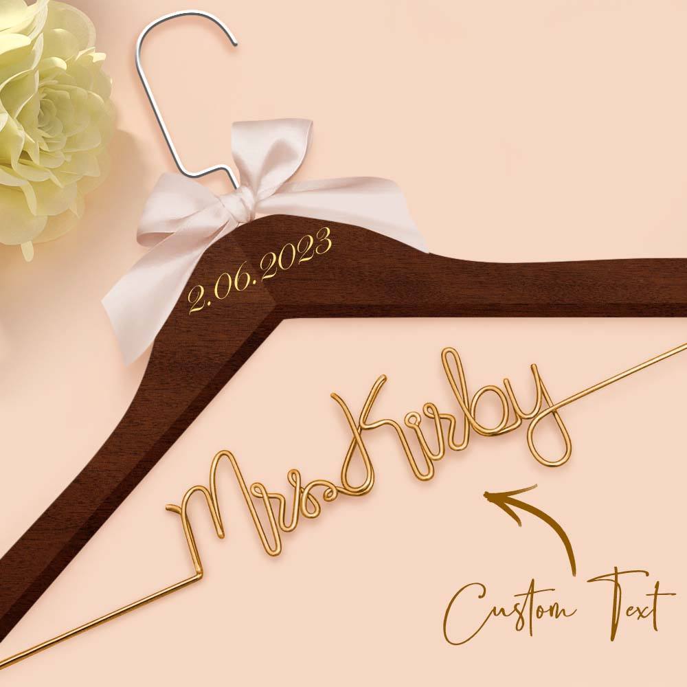 Custom Bridal Hanger Wedding Name Hanger, Personalized Wedding Hanger Dress Hanger Wedding Gifts - PhotoBoxer