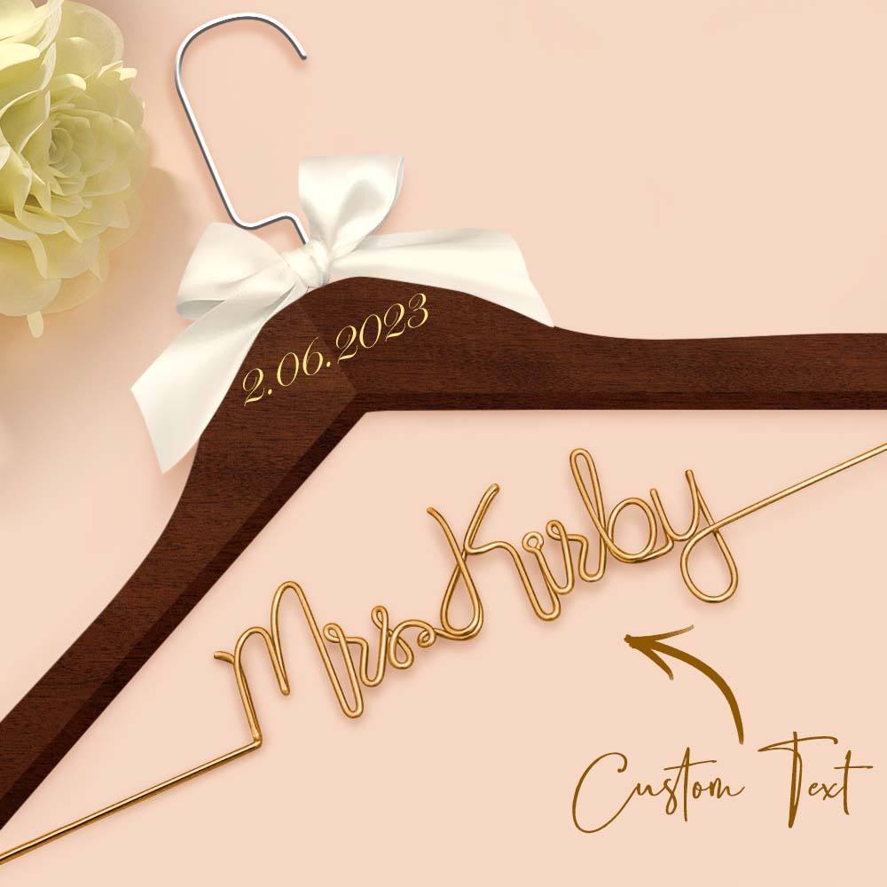 Custom Bridal Hanger Wedding Name Hanger, Personalized Wedding Hanger Dress Hanger Wedding Gifts - PhotoBoxer