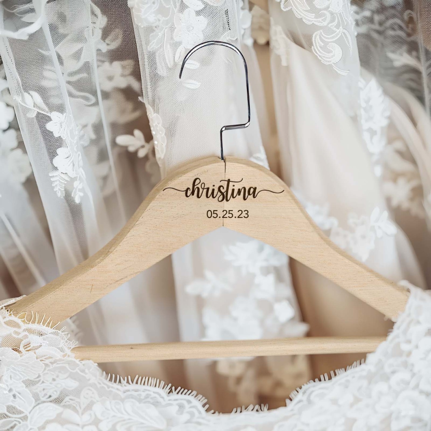 Personalized Bridesmaid Hangers Wedding Hanger Custom Wooden Engraved Hanger Bridal Dress Hanger Wedding Name Hangers - PhotoBoxer